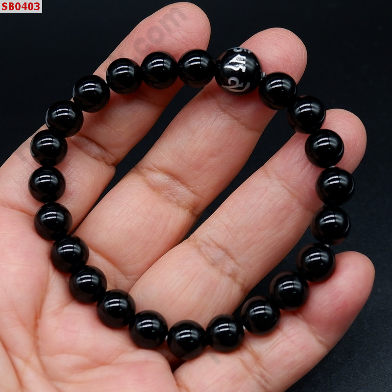 SB0403 สร้อยข้อมือหินอะเกตดำ+คาถาทิเบต ราคา 249 บาท http://www.hengmark.com/view_product/SB0403.htm