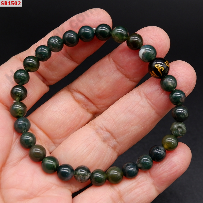 SB1502 สร้อยข้อมือมอสอะเกต+หินคาถาทิเบต ราคา 199 บาท http://www.hengmark.com/view_product/SB1502.htm