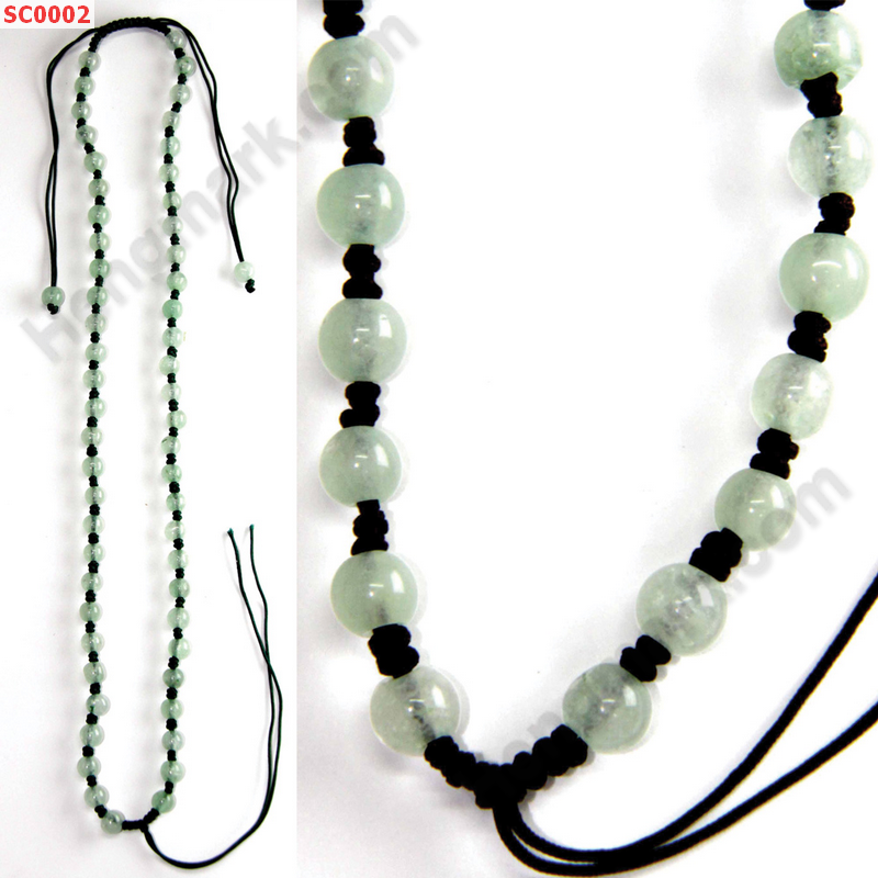 SC0002 สร้อยคอหยกเขียวอมขาว เชือกถัก ราคา 199 บาท http://www.hengmark.com/view_product/SC0002.htm