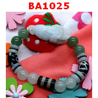 BA1025 : สร้อยข้อมือกบคาบเหรียญ+DZI 3เม็ด