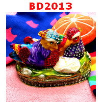 BD2013 : เป็ดแมนดารินสีม่วง ตลับเครื่องประดับฝังคริสตัล