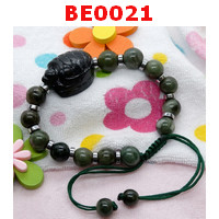 BE0021 : สร้อยข้อมือเต่าเหยกดำ+หยก+สีเงินเชือกถัก