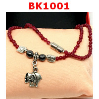 BK1001 : สร้อยคอทับทิมจี้รูปช้างโลหะสีเงิน