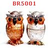 BR5001 : นกฮูกทองเหลืองลงยาประดับคริสตัล