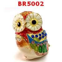 BR5002 : นกฮูกเล็กลงยาประดับคริสตัล