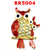 BR5004 : นกฮูกคู่ฝังคริสตัล แม่เหล็กติดตู้เย็น