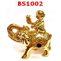 BS1002 : ลิงขี่ช้าง ทองเหลืองชุบทอง