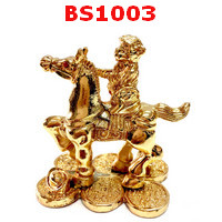 BS1003 : ลิงขี่ม้าทองเหลืองชุบทอง