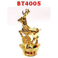 BT4005 : กวางยืนบนก้อนทอง ทองเหลืองชุบทอง
