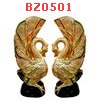 BZ0501 : หงส์คู่ ไม้เคลือบทอง