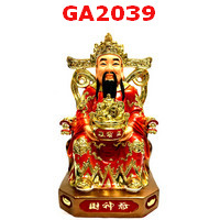 GA2039 : ไฉ่ซิงเอี๊ยนั่งอุ้มกระถางทอง เสื้อแดง