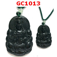 GC1013 : สร้อยคอ เจ้าแม่กวนอิมถือคนโฑน้ำทิพย์  หินสีเขียว