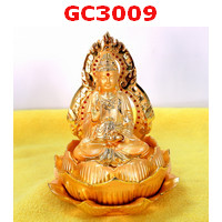 GC3009 : เจ้าแม่กวนอิมนั่ง โลหะชุบทอง 