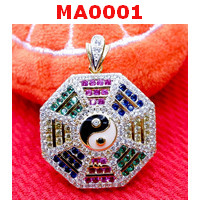 MA0001 : จี้ปากัวหรือยันต์แปดทิศโลหะฝังพลอยสี