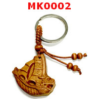 MK0002 : พวงกุญแจเรือสำเภามังกรไม้แกะสลัก