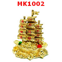 MK1002 : เรือสำเภาขนสมบัติทองเหลืองชุบทอง