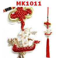 MK1011 : เรือสำเภามังกรโลหะเคลือบฝังพลอย แบบแขวน