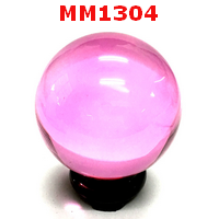MM1304 : ลูกแก้วใสสีชมพู พร้อมขาตั้ง (80mm)
