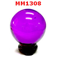 MM1308 : ลูกแก้วใสสีม่วง พร้อมขาตั้ง (80mm)