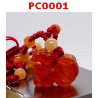 PC0001 : ปี่เซียะหินสีแดงจิ๋วพร้อมสร้อยคอ