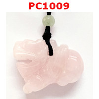 PC1009 : สร้อยคอปี่เซียะ หินโรสควอตช์ สีชมพู