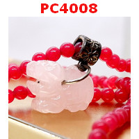 PC4008 : สร้อยคอหินทับทิม จี้ปี่เซียะหินโรสควอตซ์