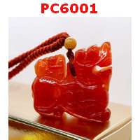 PC6001 : สร้อยคอปี่เซียะแม่ลูกหินสีแดง