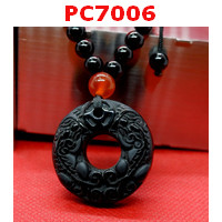 PC7006 : สร้อยคอปี่เซียะคู่ หินอ๊อบซิเดียน