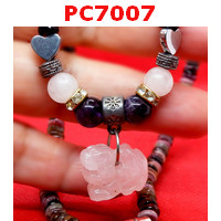 PC7007 : สร้อยคอหินทัวร์มาลีน จี้ปี่เซียะหินโรสควอตซ์