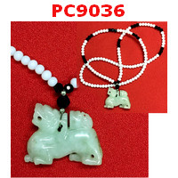 PC9036 : ปีเซียะหยกแม่ลูก สร้อยคอลูกปัดแก้ว