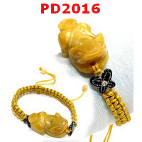 PD2016 : สร้อยข้อมือปี่เซียะหยกน้ำผึ้งเชือกถัก