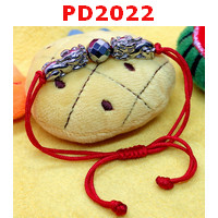 PD2022 : สร้อยข้อมือเชือกปี่เซียะคู่่สีเงิน เชือกแดง