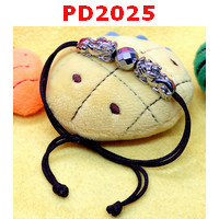 PD2025 : สร้อยข้อมือเชือกปี่เซียะสีเงินคู่ เชือกน้ำตาล