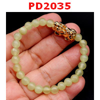 PD2035 : สร้อยข้อมือปี่เซียะทอง+หยกโอลีฟ