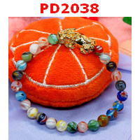 PD2038 : สร้อยข้อมือปี่เซียะทอง+หินลายแฟนซี