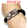 PD3036 : สร้อยข้อมือปี่เซียะหินอะเกตดำ ยางยืด