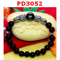 PD3052 : สร้อยข้อมือปี่เซียะเงินคู่+หินคาถาทิเบต