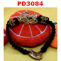 PD3084 : สร้อยข้อมือปี่เซียะทอง+คาถา เชือกถัก