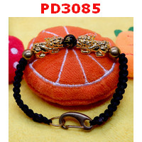 PD3085 : สร้อยข้อมือปี่เซียะทองคู่+คาถา เชือกถัก