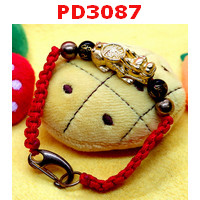 PD3087 : สร้อยข้อมือปี่เซียะทอง+คาถา เชือกถัก