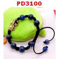 PD3100 : สร้อยข้อมือปี่เซียะสีทองลงยาสีน้ำเงิน+ลาพิส