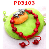 PD3103 : สร้อยข้อมือปี่เซียะสีเงิน+หินสีแดง