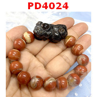 PD4024 : สร้อยข้อมือปี่เซียะอะเกตดำ หินเรดแจ๊สเปอร์