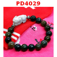 PD4029 : สร้อยข้อมือปี่เซียะหยกขาว+มอสอะเก็ต