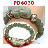 PD4030 : สร้อยข้อมือปี่เซียะหยกขาว+หยกเทา