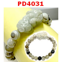 PD4031 : สร้อยข้อมือปี่เซียะหยกขาว+หินอะเก็ต