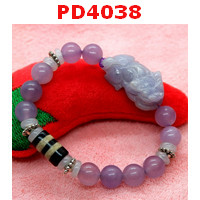 PD4038 : สร้อยข้อมือปี่เซียะสีม่วง+หินทิเบต