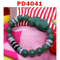 PD4041 : สร้อยข้อมือปี่เซียะหยกเขียวเข้ม+DZI