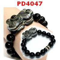 PD4047 :  สร้อยข้อมือปี่เซียะหินอะเก็ต+DZI