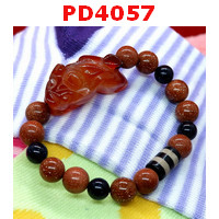 PD4057 : สร้อยข้อมือปี่เซียะหินสีแดง+DZI